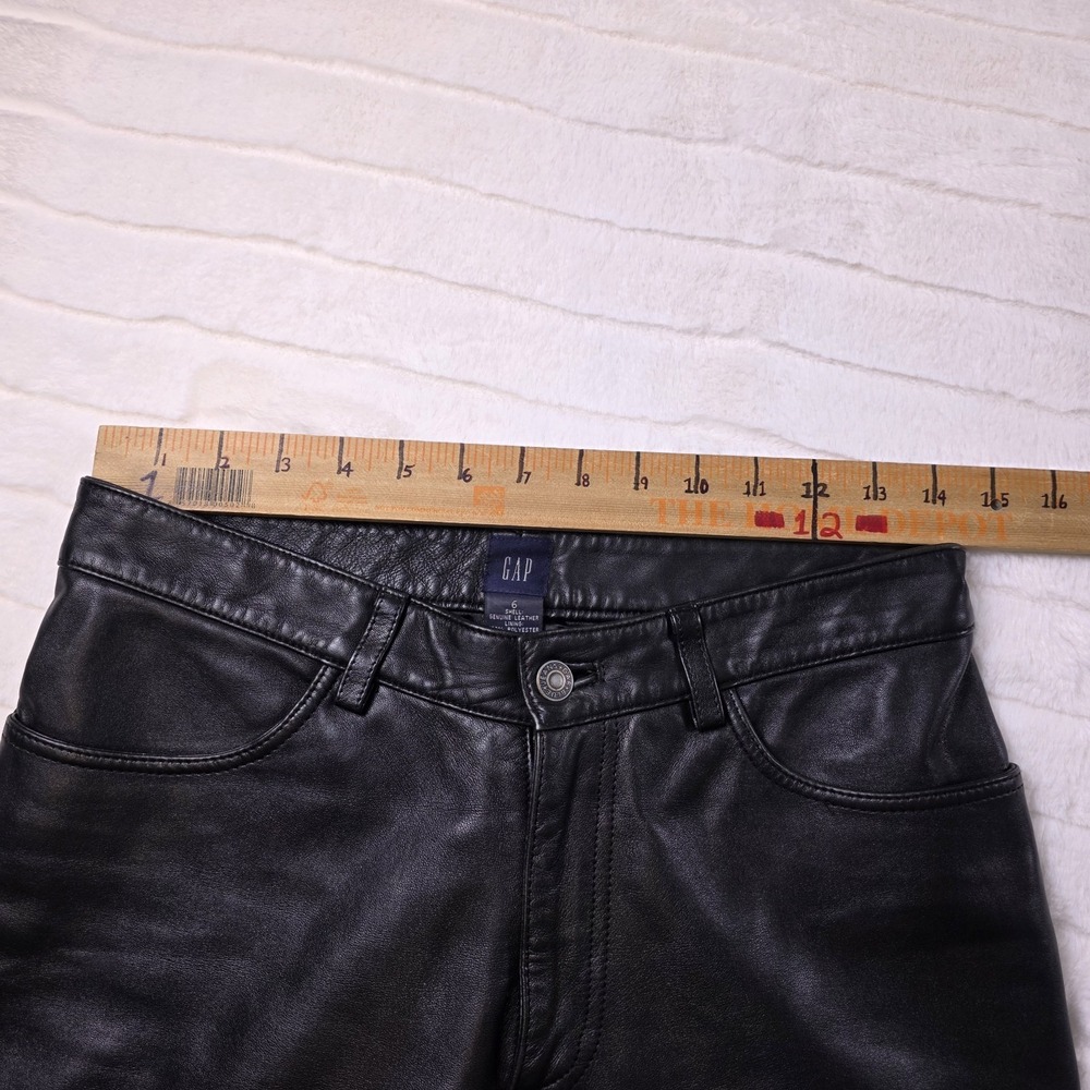 Vintage Gap Genuine Black Leather Pants Womens 6 Moto Biker Babe Retro Whimsey - Picture 5 of 11